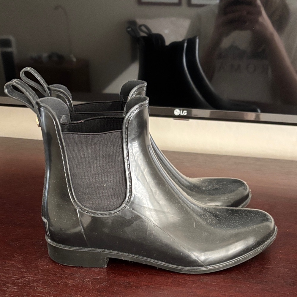 Sam Edelman Glossy Black Chelsea Rain Boots